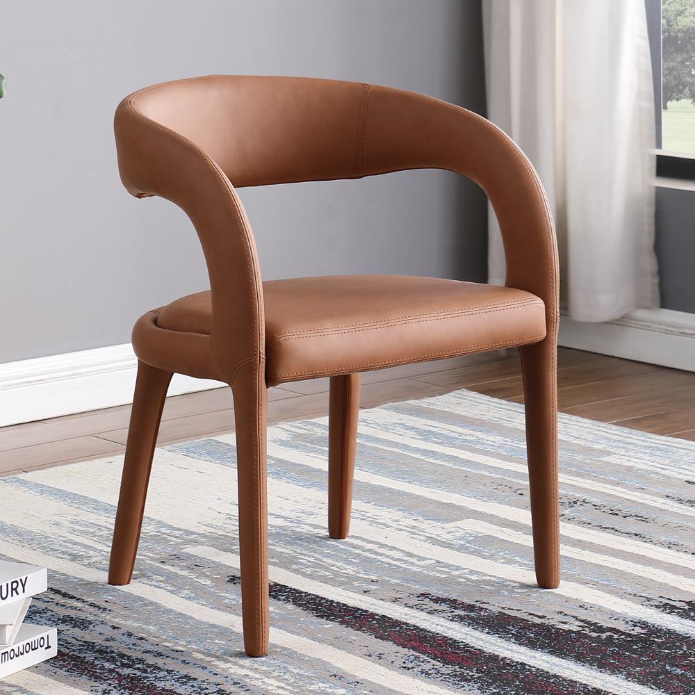 Marcus Cognac PU Leather Dining Chair, Set of 1. Picture 7