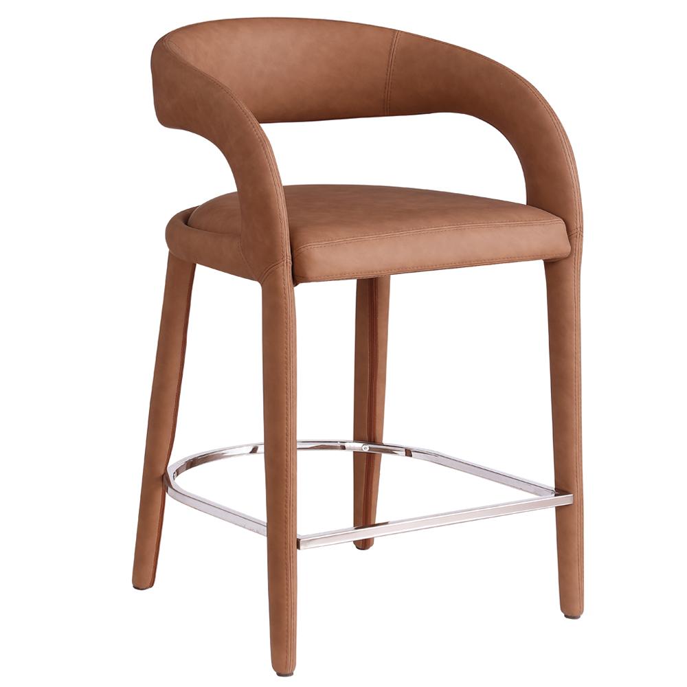 Marcus Cognac PU Leather Dining Chair, Set of 1. Picture 1