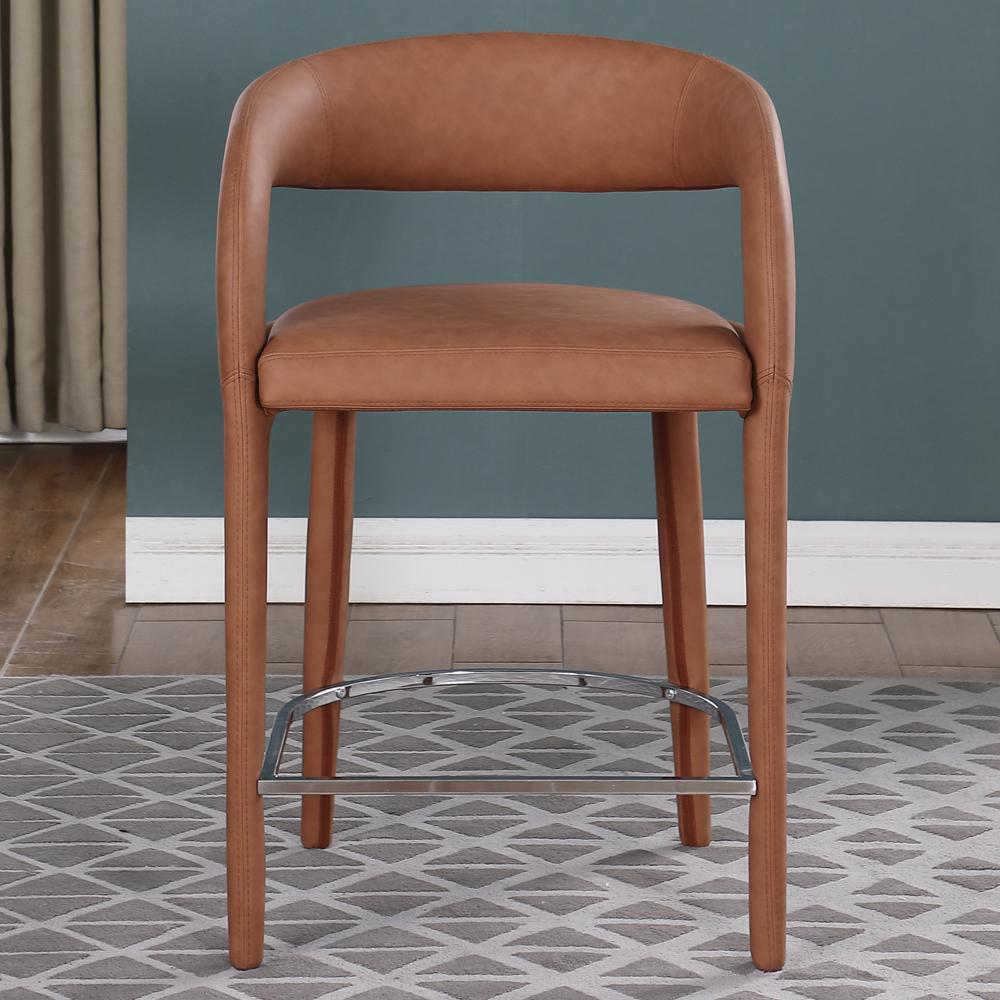 Marcus Cognac PU Leather Dining Chair, Set of 1. Picture 8