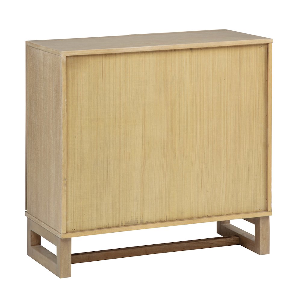 31" Wide 2-Door Accent Cabinet Natural Oak Wood Finish Boho Modern Sideboard. Picture 3