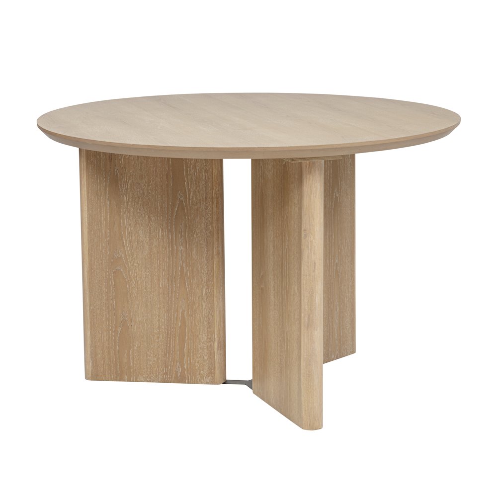 46" Round Dining Table Mid Century Modern Natural Ash Veneer Wood Top. Picture 3