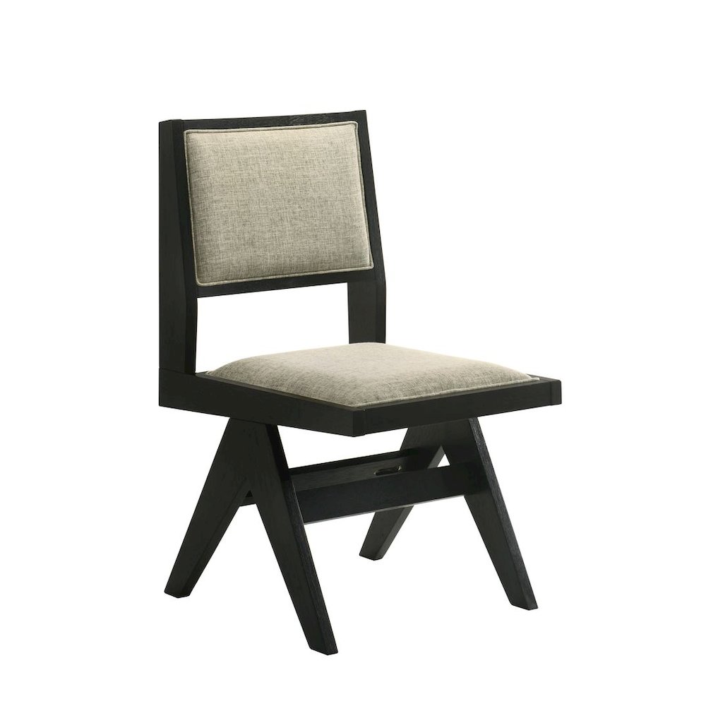 Manhattan Transitional Upholstered Dining Chairs, Set of 2, Ebony Black. Picture 2