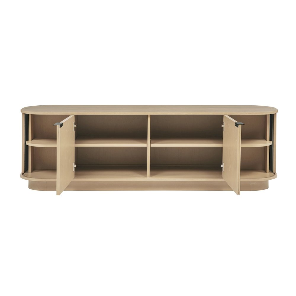 Halcrest 70" Mid-Century Fluted TV Stand with Rounded Oval Design. Picture 5