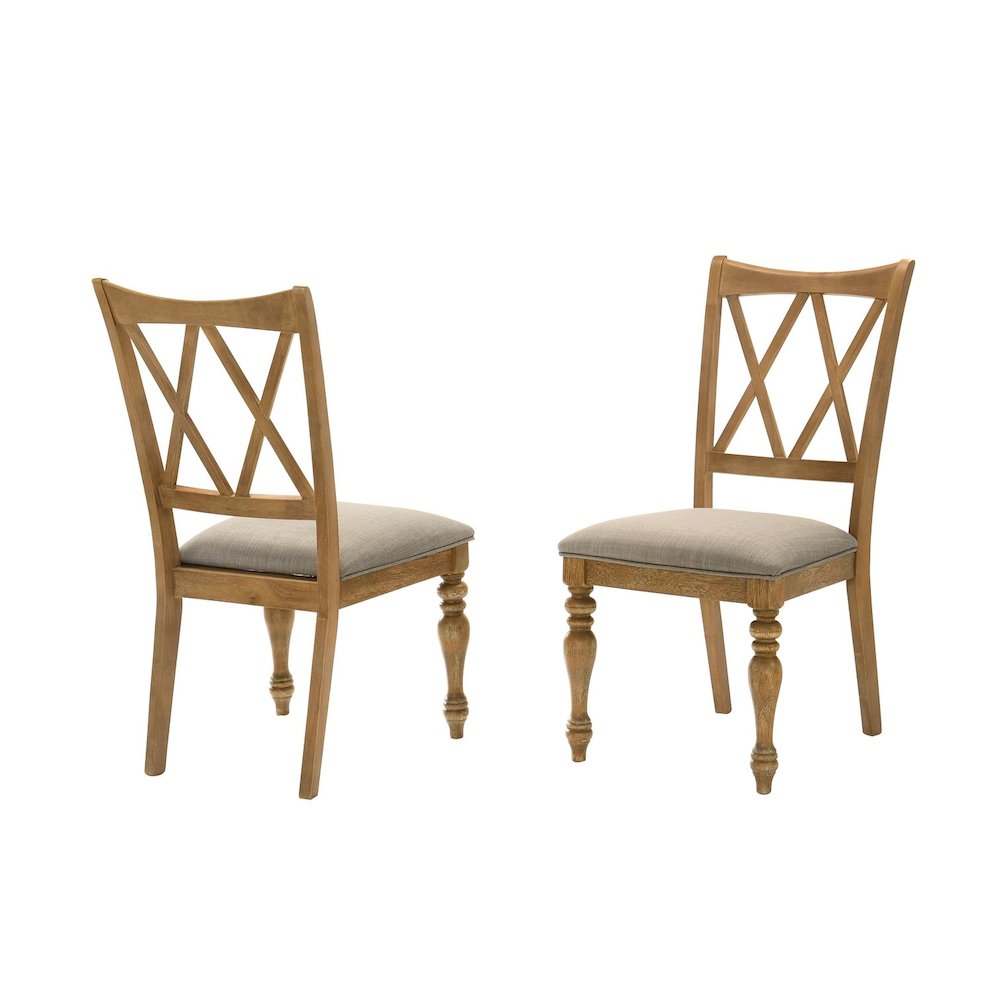 Dining Chairs with Linen Blend Cushions, Set of 2, Antique Natural Oak. Picture 1