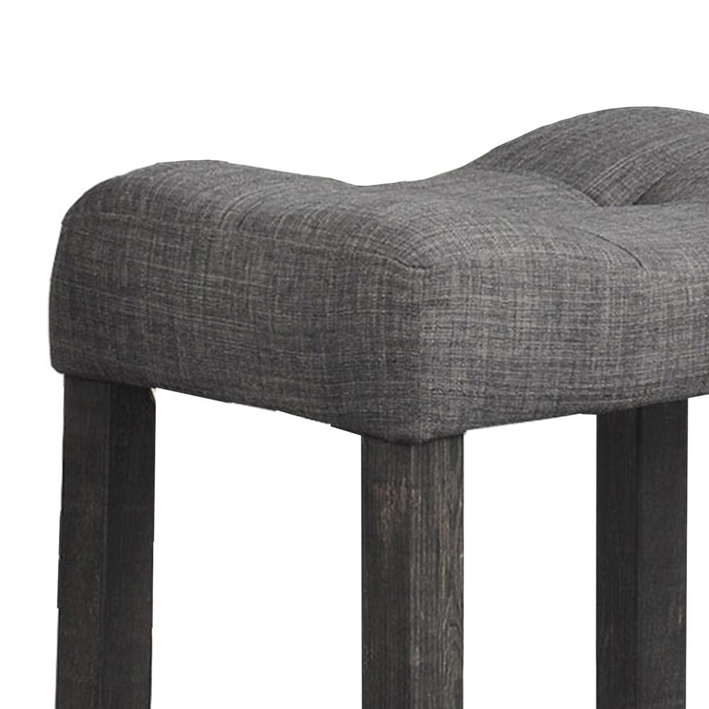 Vitaliya Black Charcoal Linen Counter Height Stools, Set of 2. Picture 2