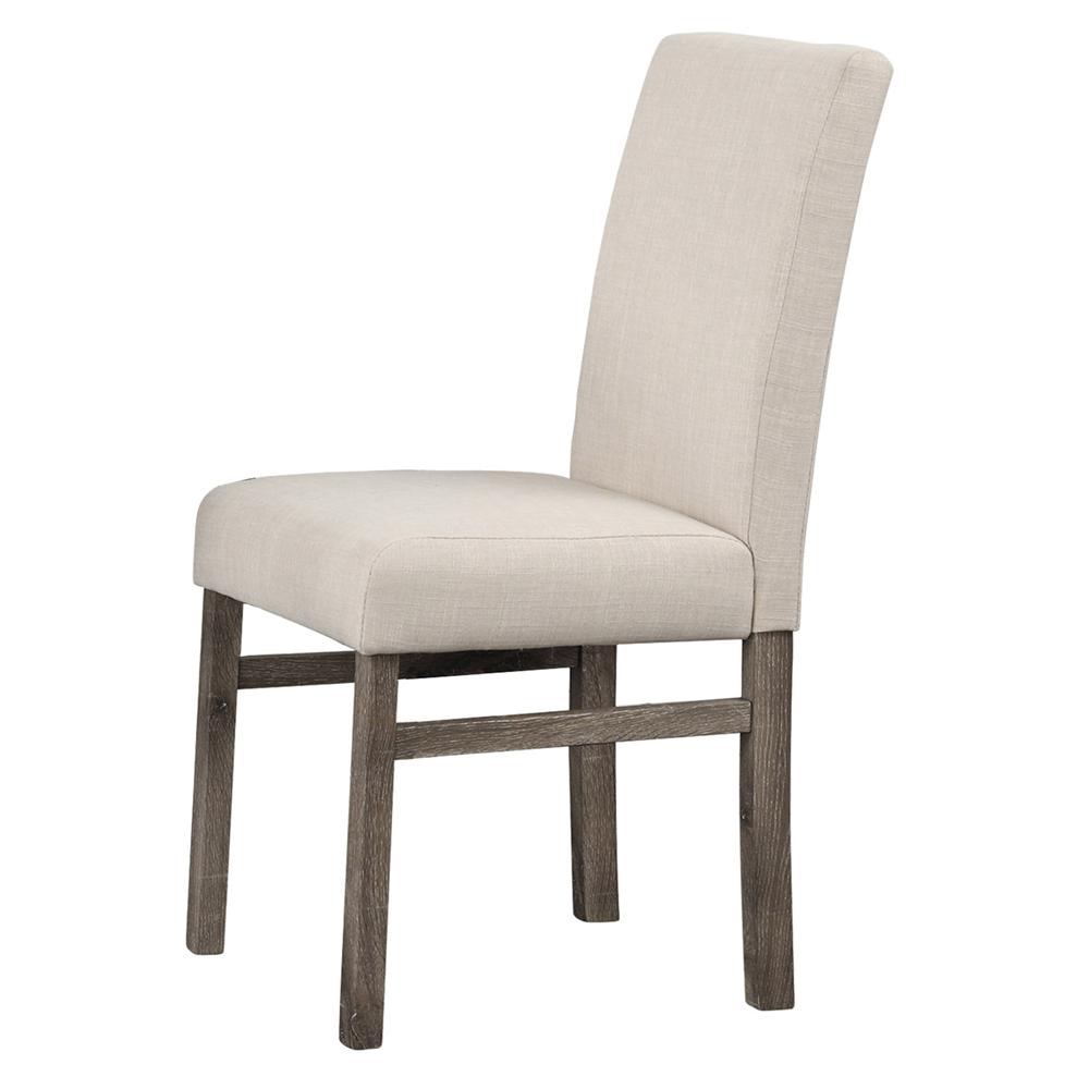 Vitaliya Antique Natural Oak Linen Side Chairs, Set of 2. Picture 2