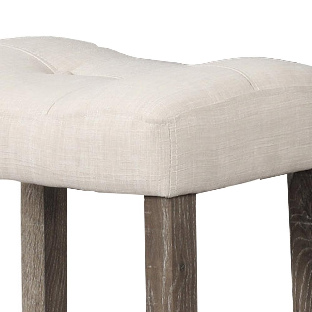 Vitaliya Antique Natural Oak Linen Counter Height Stools, Set of 2. Picture 2