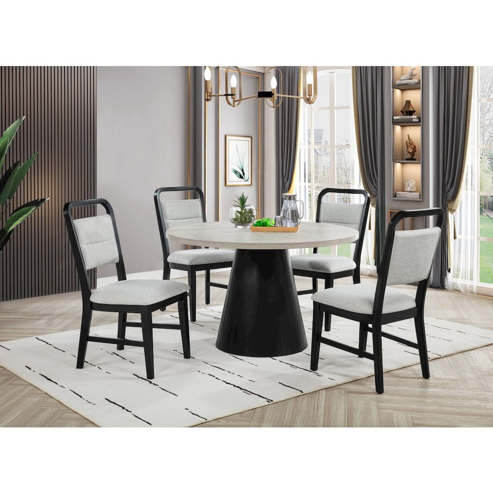 Timaro Transitional Upholstered Dining Chairs, Set of 2, Black/Grey. Picture 6