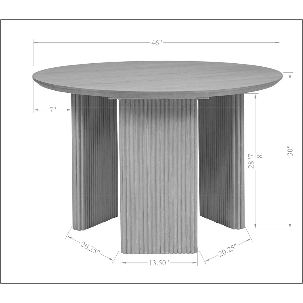 46" Round Dining Table Mid Century Modern Natural Ash Veneer Wood Top. Picture 3