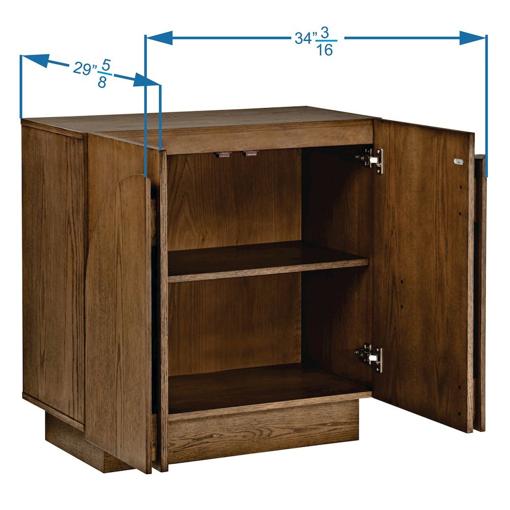 Questa Scandinavian Mid-Century 2-Door Cabinet with Arch Handles, Brown. Picture 7