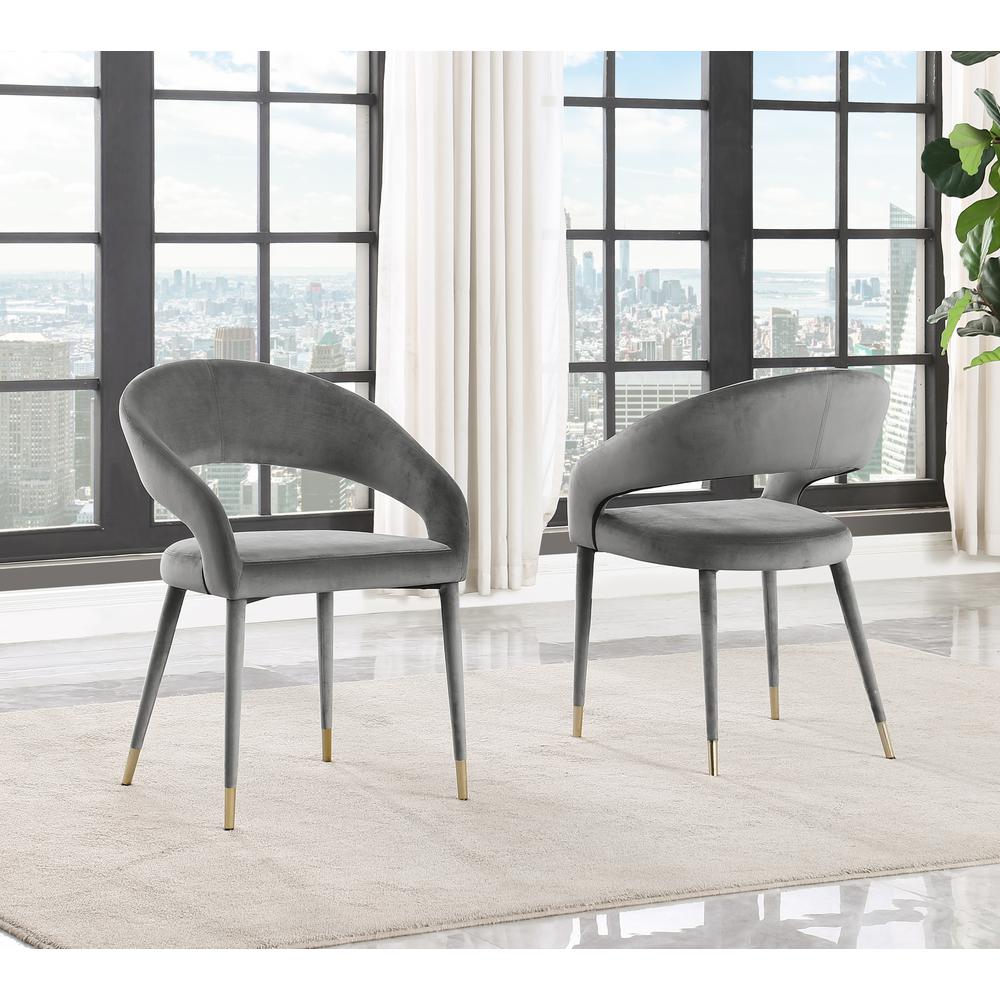 Jacques Velvet Gray Dining Chairs (Set of 2). Picture 3