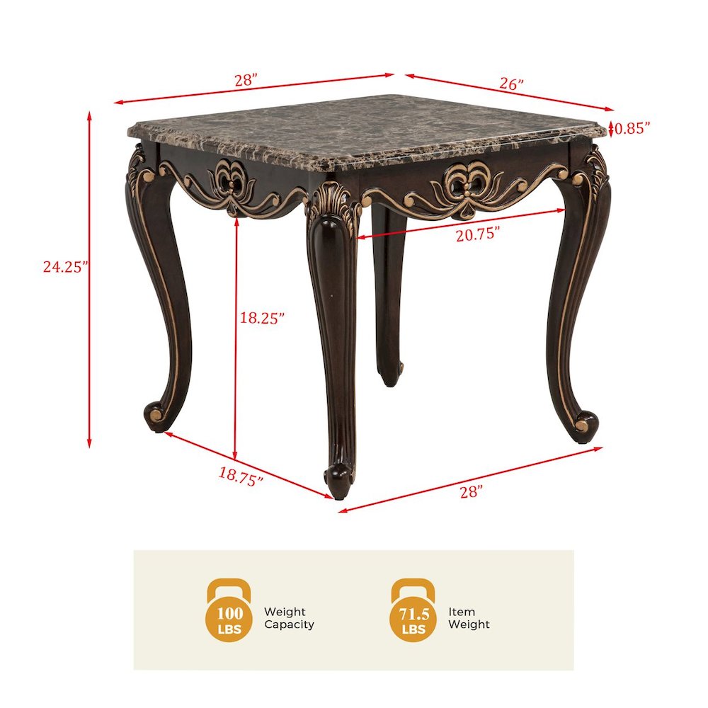 Tlerra Traditional End Table, Brown Espresso. Picture 3