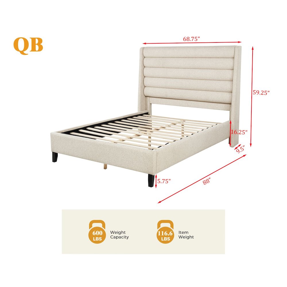 Tleraé Queen Bed, Oat. Picture 6