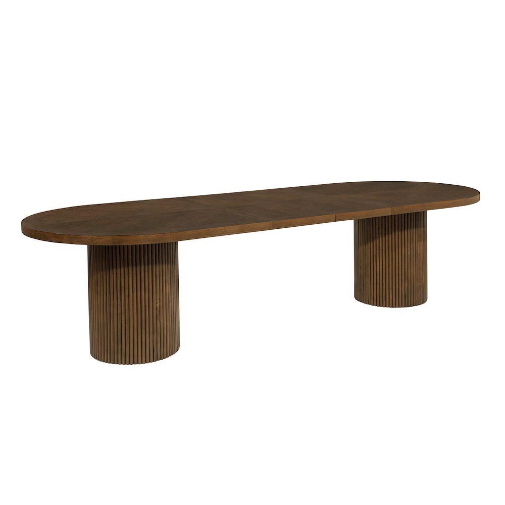 Dobby 90"-123" Extendable Oval Wooden Dining Table, Brown. Picture 3