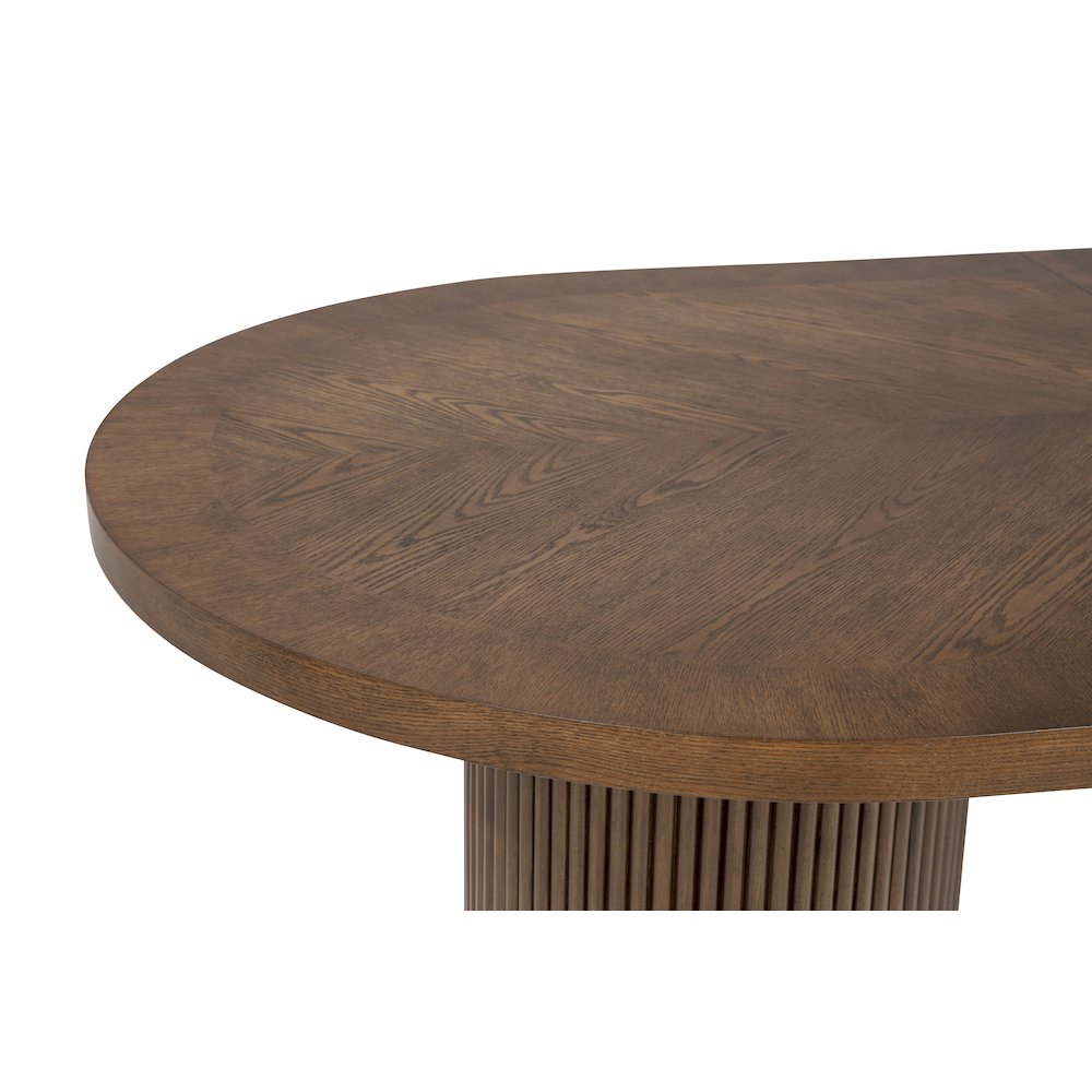 Dobby 90"-123" Extendable Oval Wooden Dining Table, Brown. Picture 5