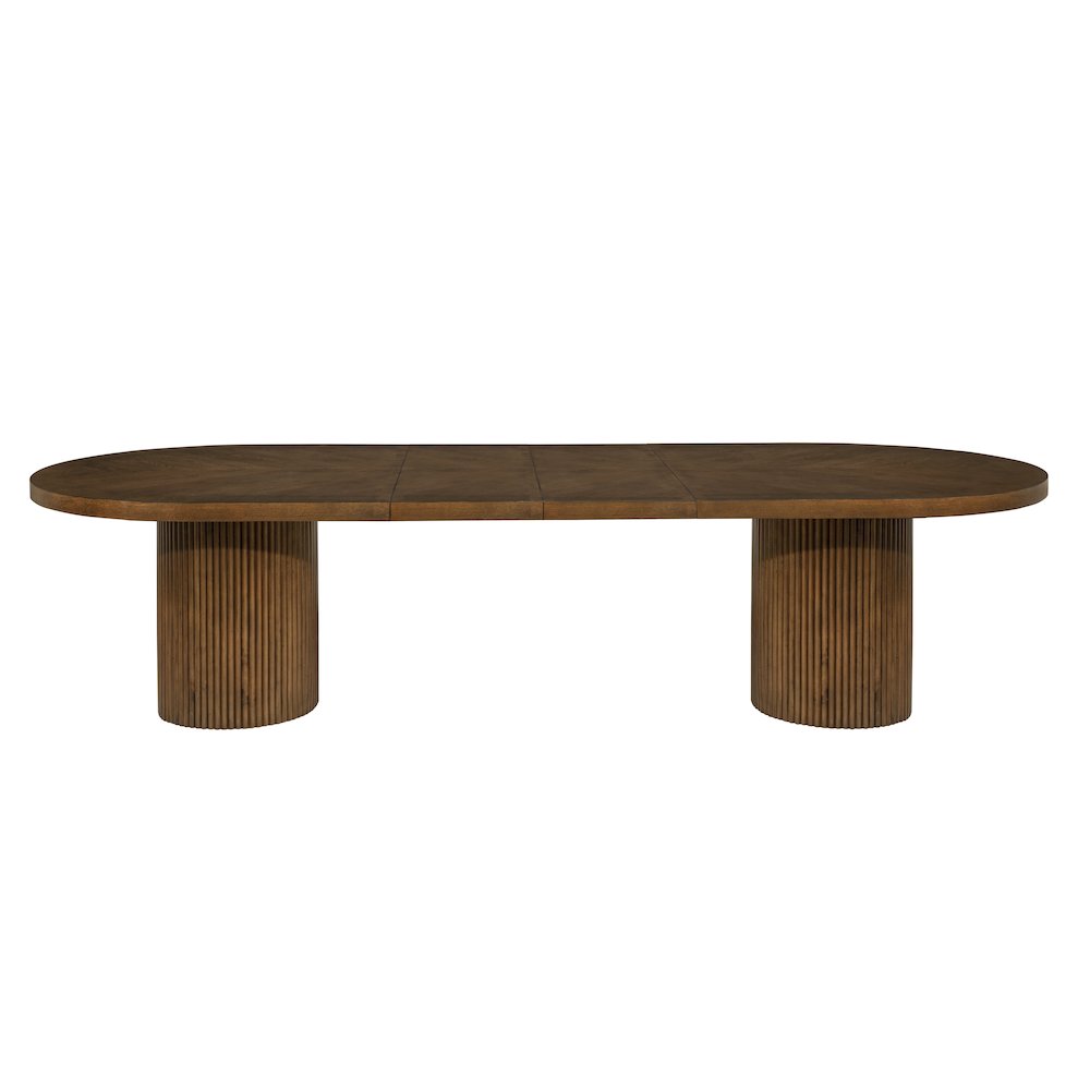 Dobby 90"-123" Extendable Oval Wooden Dining Table, Brown. Picture 2