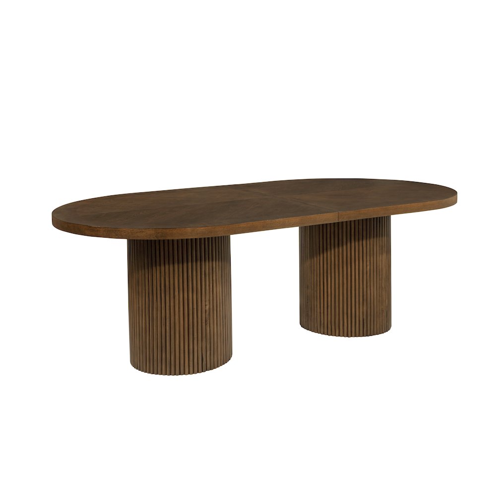 Dobby 90"-123" Extendable Oval Wooden Dining Table, Brown. Picture 1
