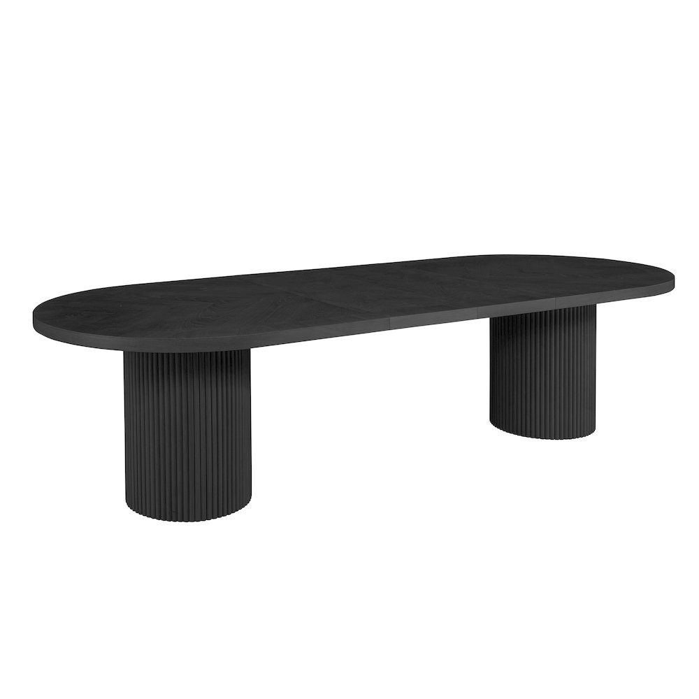 Dobby 90"-123" Extendable Oval Wooden Dining Table, Black. Picture 3