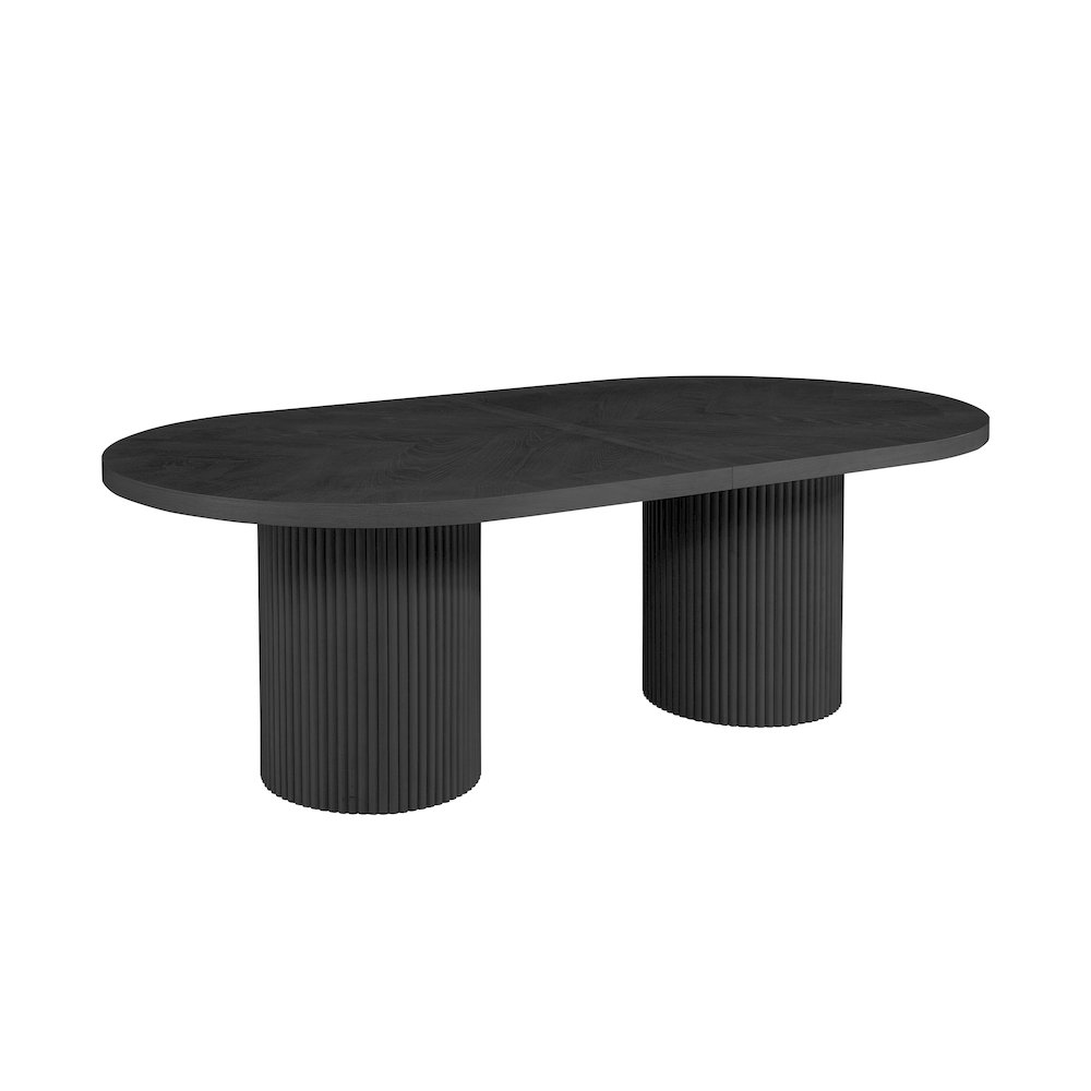 Dobby 90"-123" Extendable Oval Wooden Dining Table, Black. Picture 1