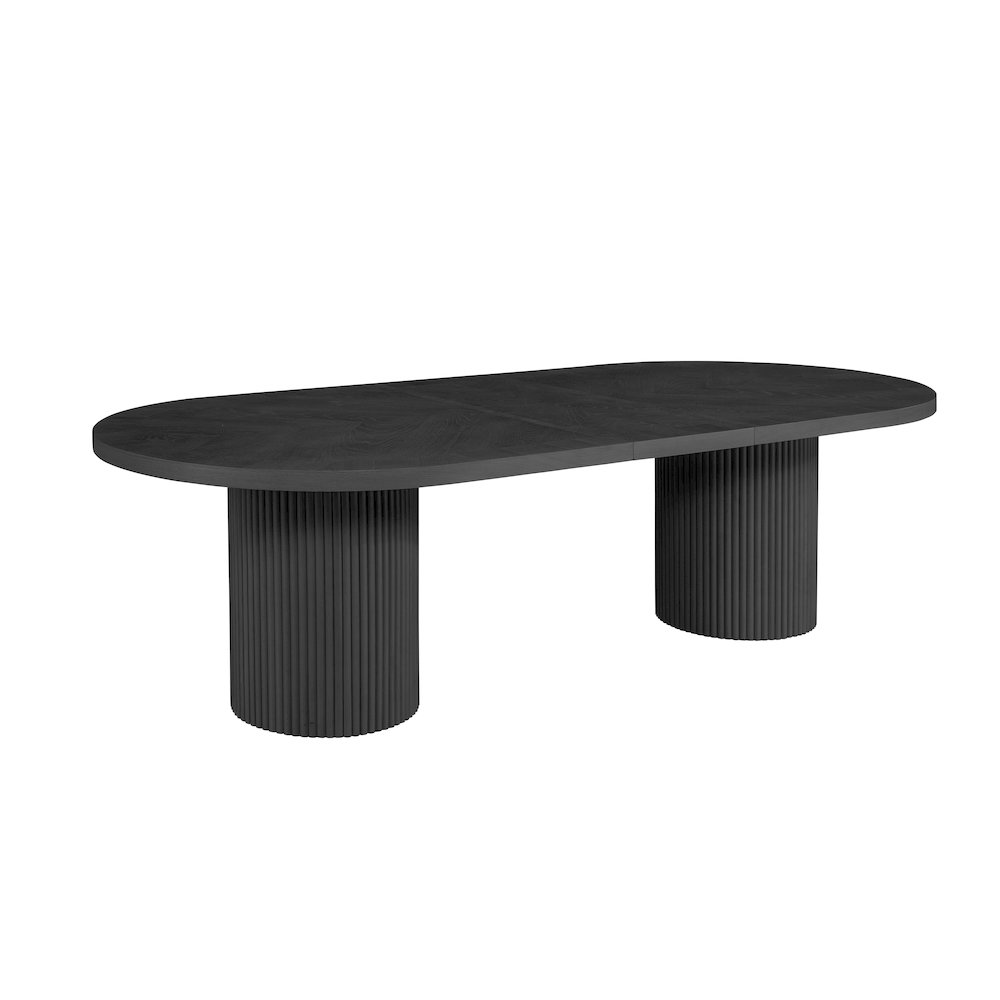 Dobby 90"-123" Extendable Oval Wooden Dining Table, Black. Picture 2