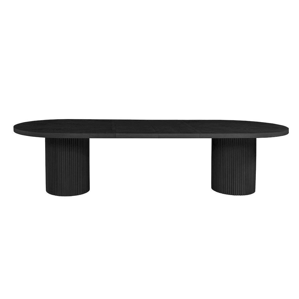 Dobby 90"-123" Extendable Oval Wooden Dining Table, Black. Picture 4