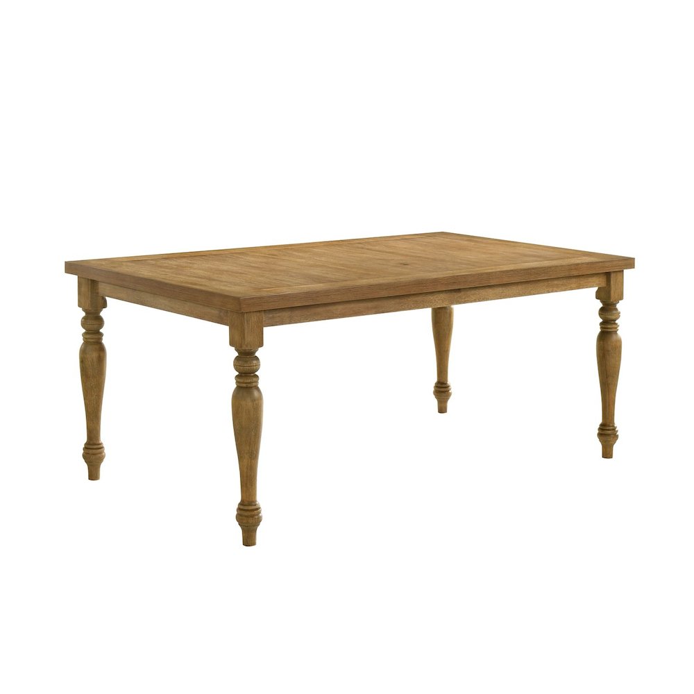 Transitional Rectangle Dining Table with Spindle-Style Legs, Antique Natural Oak. Picture 1