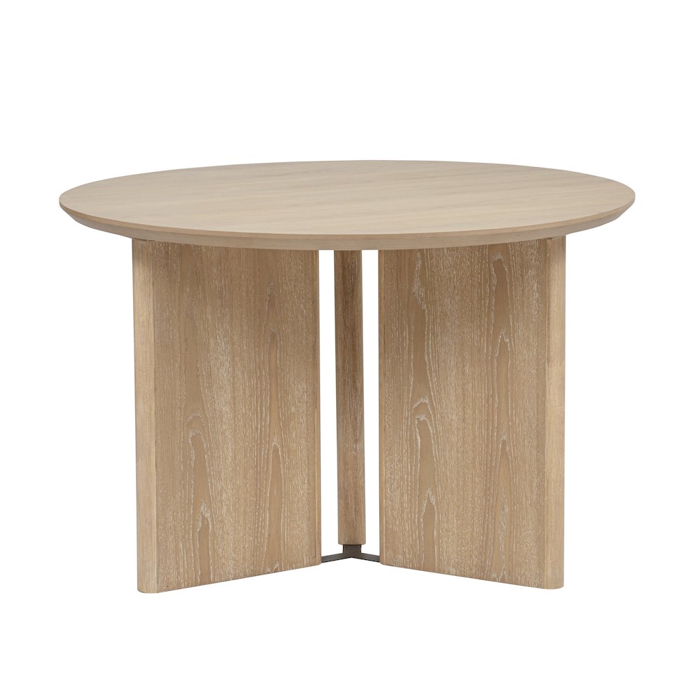 46" Round Dining Table Mid Century Modern Natural Ash Veneer Wood Top. Picture 2