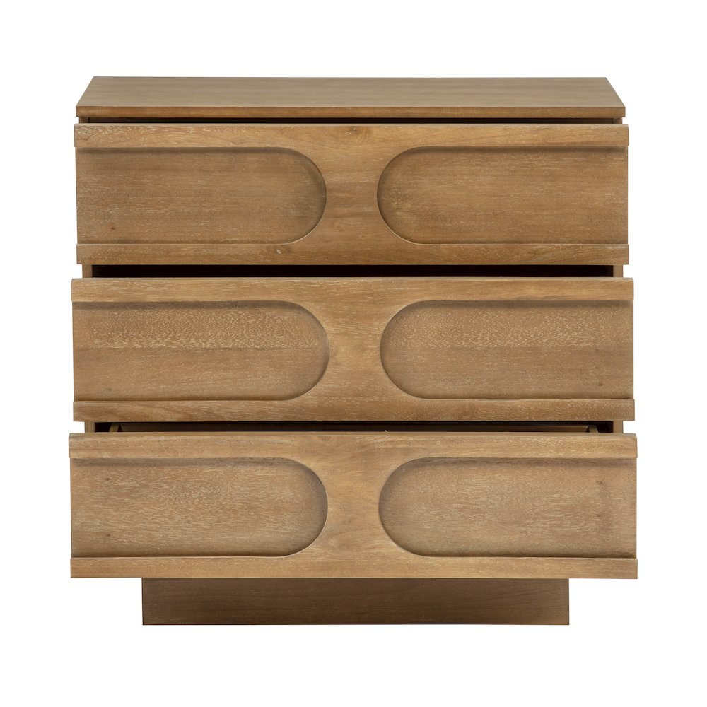 Capri 31" Wide 3-Drawer Accent Chest Natural Wood Finish Boho Modern Storage. Picture 5