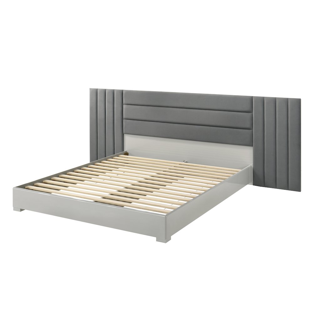 87" California King Bed Frame, Fabric Channel Tufted Headboard. Picture 4
