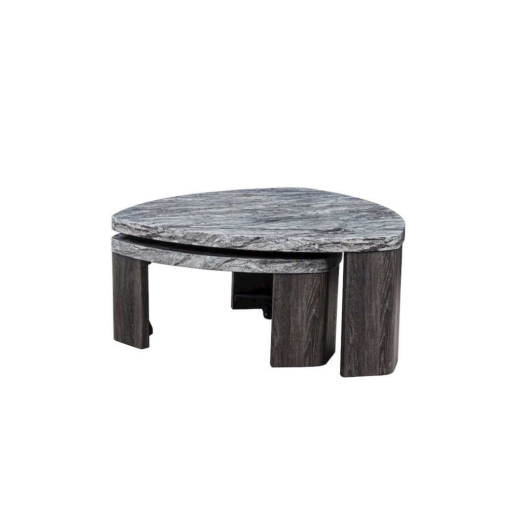 Tvoro 2-Piece Swivel Coffee Table Set, Granite Gray and Greige. Picture 1