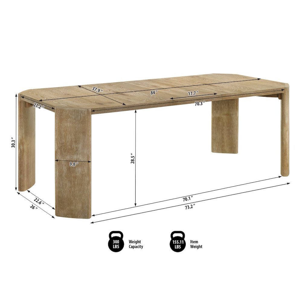 Bristol Rectangle Mid-Century Dining Table, Kepler Driftwood. Picture 3