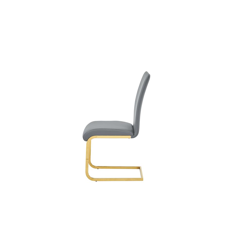 Alison Faux Leather Chrome Dining Side Chair in Gray/Gold (Set of 2). Picture 2