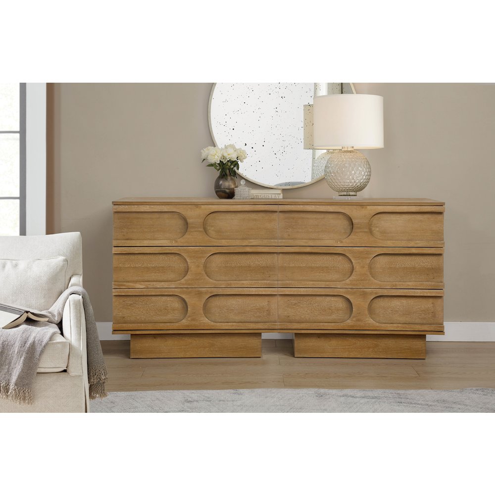 Capri 31" Wide 3-Drawer Accent Chest Natural Wood Finish Boho Modern Storage. Picture 9