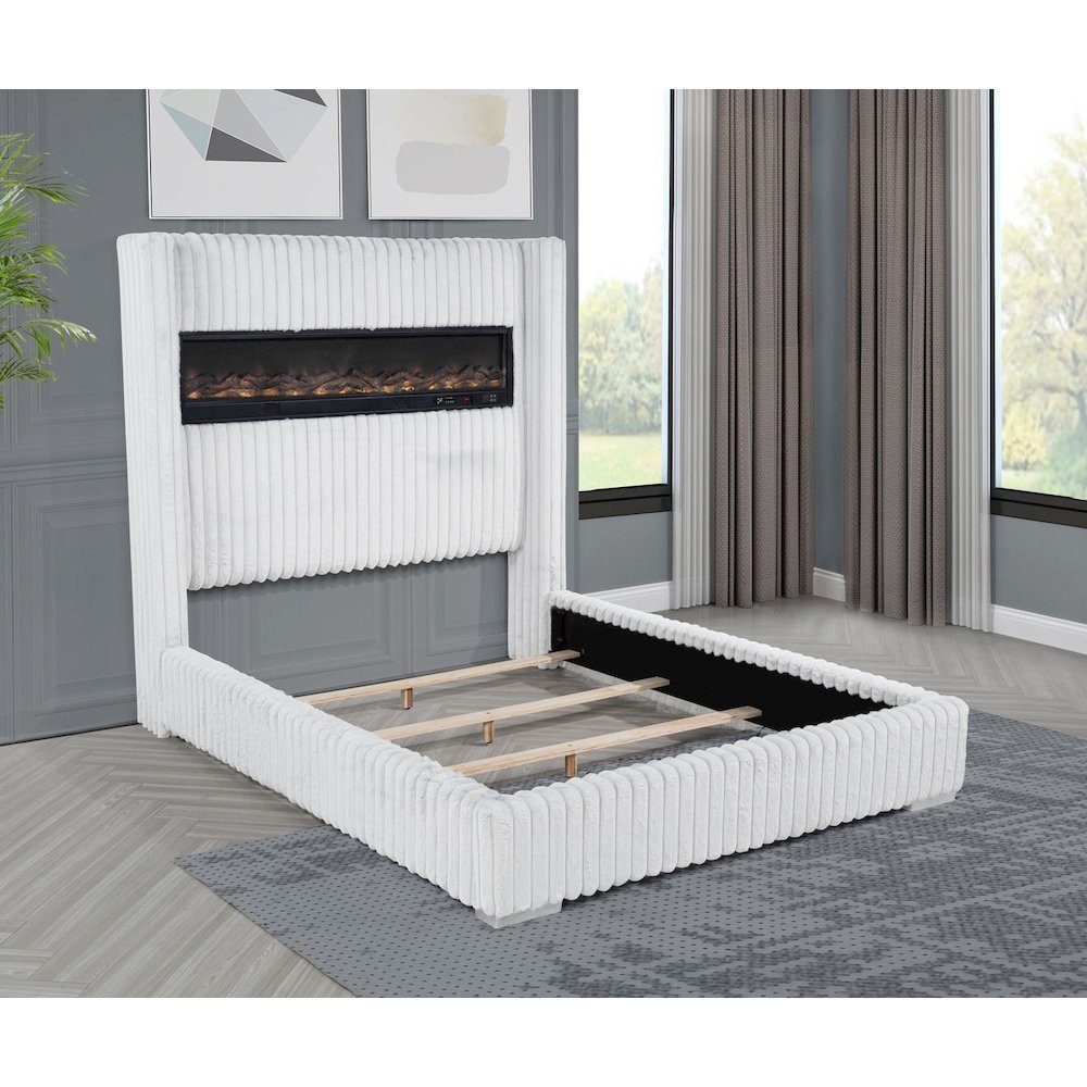 Uphoria Rabbit Velvet Queen Bed, Cream. Picture 3