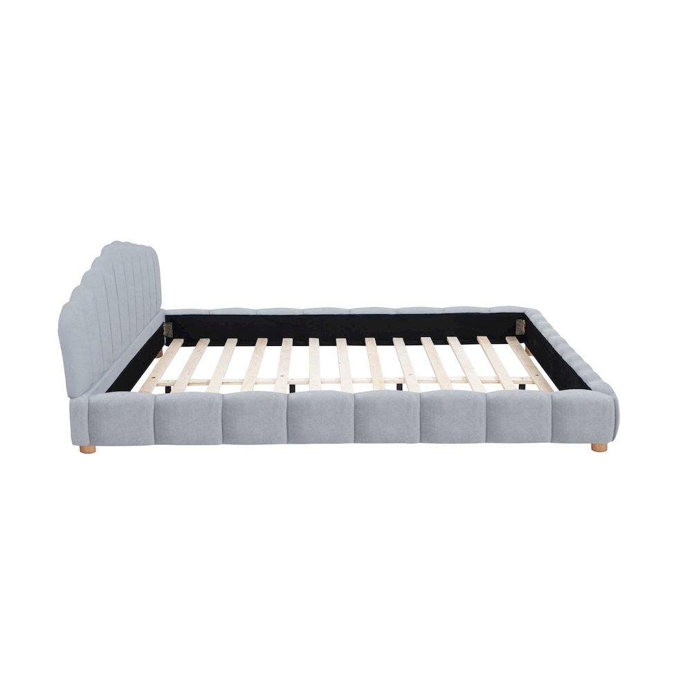 Ctera Queen Velvet Bed, Light Gray. Picture 5