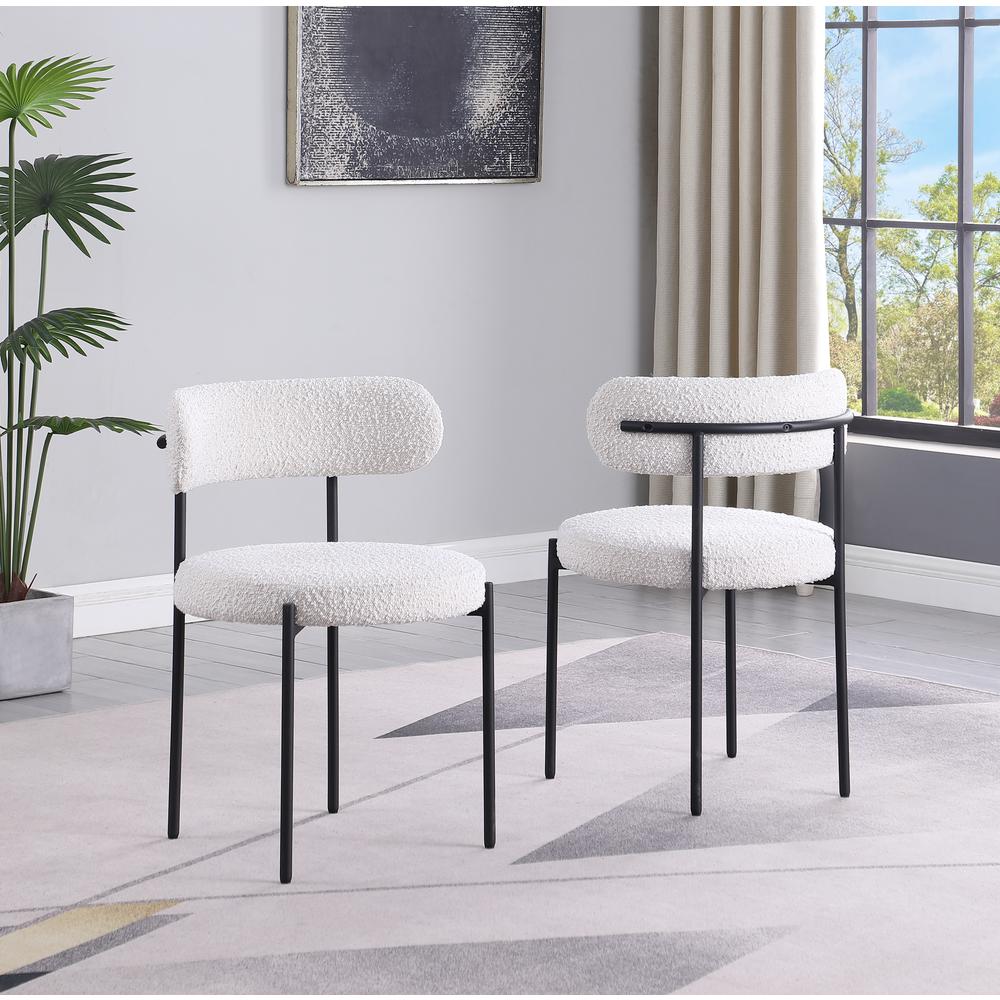 Drexel Boucle Fabric Cream Dining Chairs (Set of 2). Picture 3