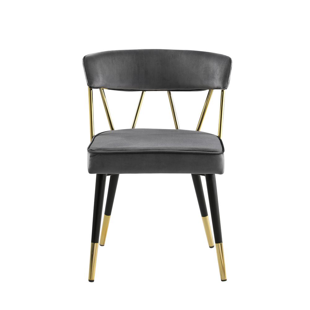 Aireys Gray Velvet Armless Chair with Gold Accents (Set of 2). Picture 2