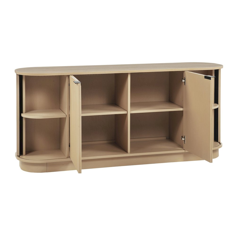 Halcrest 62" Mid-Century Fluted Sideboard Buffet with Rounded Oval Design. Picture 4