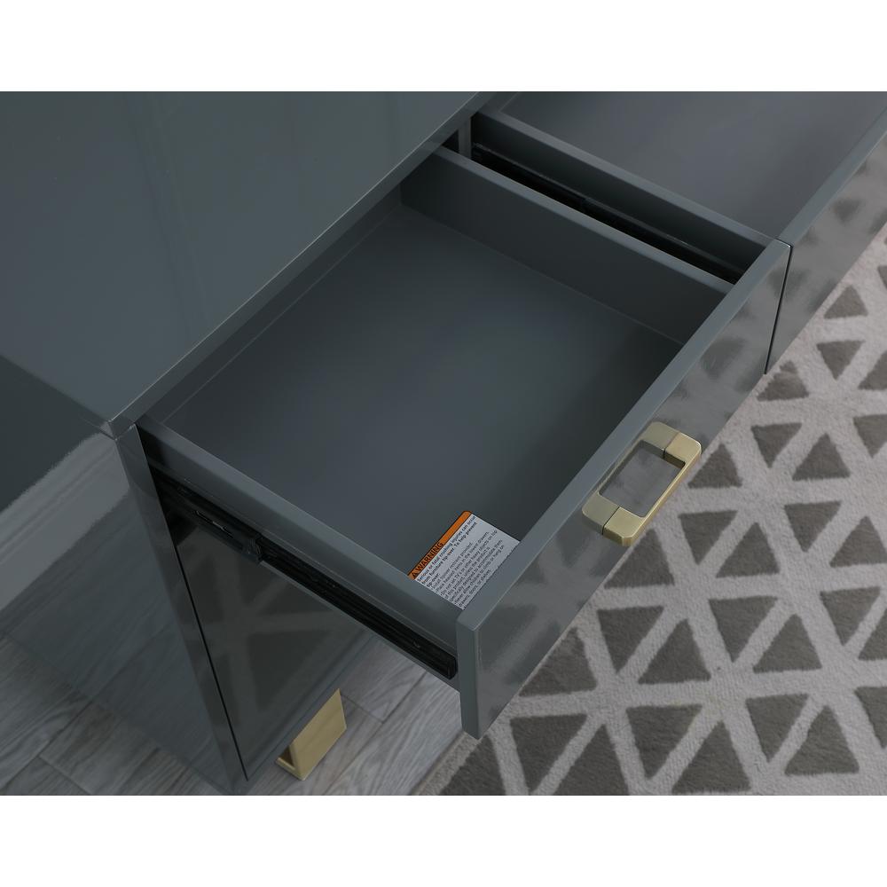 Tyrion Gray Lacquer Sideboard with Gold Accents. Picture 3