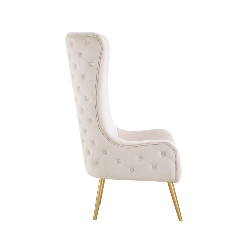 Venetian Cream Tufted Velvet High Back Arm Chair. Picture 3