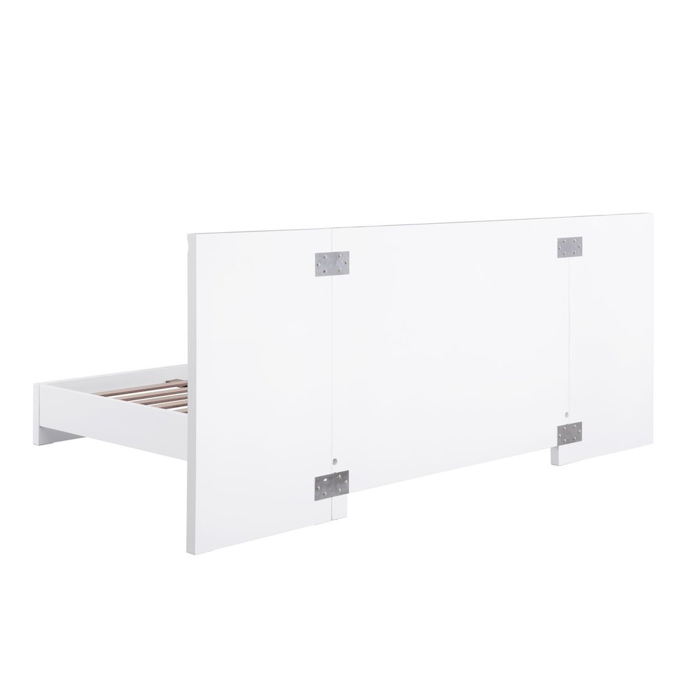 Modern Lacquered High Gloss Queen Bed Frame with Striking Gold Accent Cracks. Picture 3