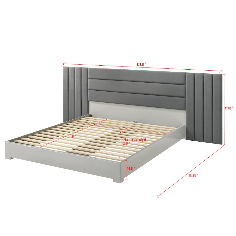 87" California King Bed Frame, Fabric Channel Tufted Headboard. Picture 7
