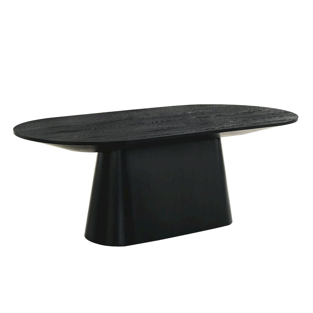 Terra Transitional Oval Dining Table with Pedestal Base, Ebony Black. Picture 1