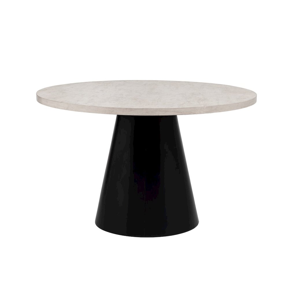 Timaro Transitional Round Dining Table with Pedestal Base, Beige/Black. Picture 1