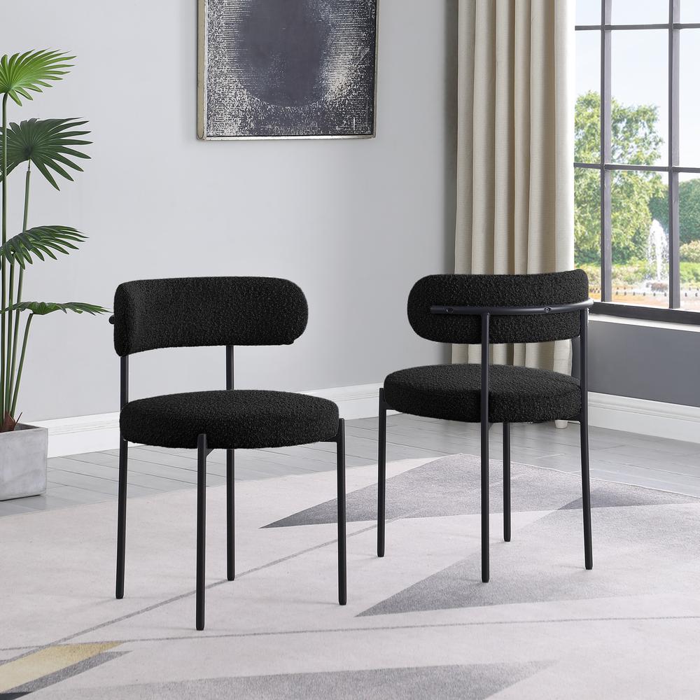 Drexel Boucle Fabric Black Dining Chairs (Set of 2). Picture 3