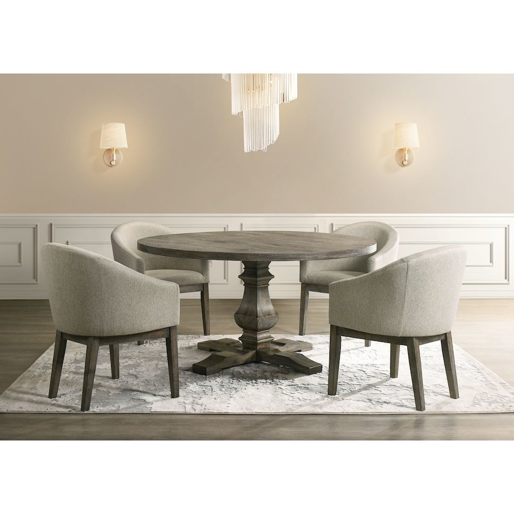 Upholstered Barrel-Style Dining Chairs, Set of 2, Reclaimed Weather Grey. Picture 5