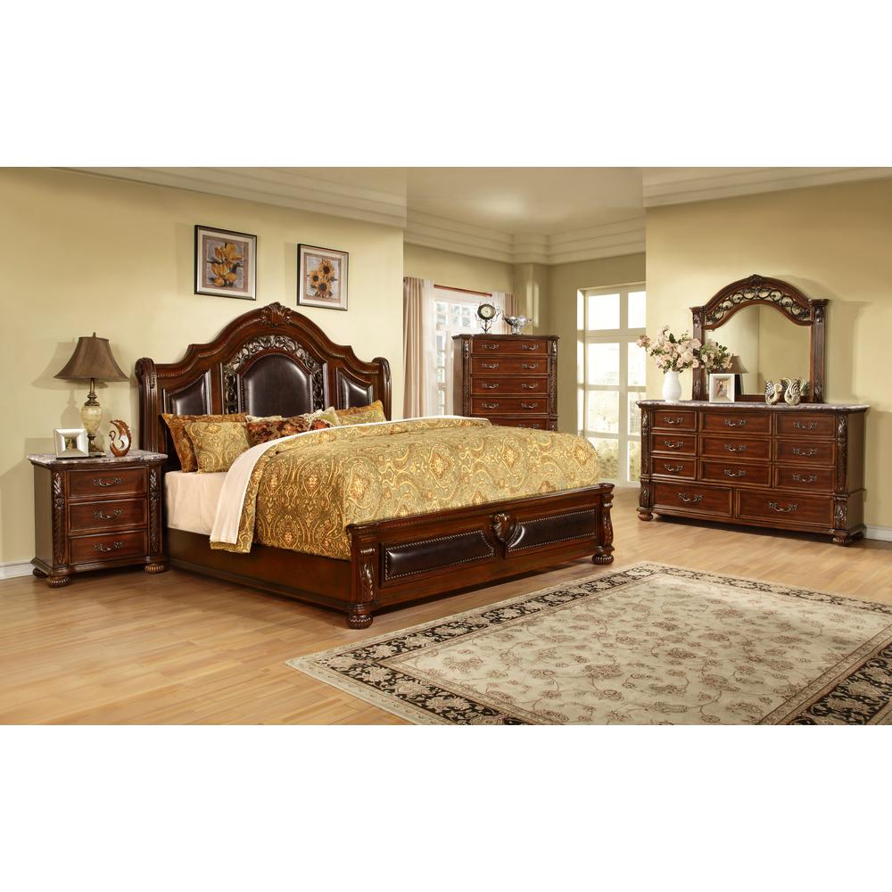Bessy Traditional Cherry Wood Nightstand. Picture 2