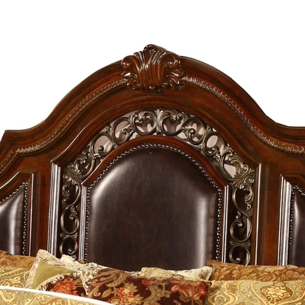 Bessy Traditional Cherry Wood Cali King Platform Bed. Picture 3