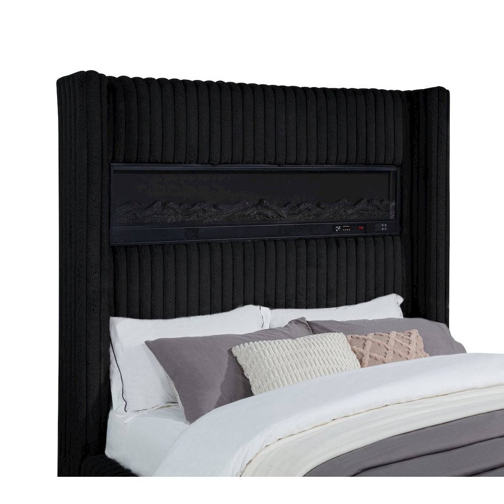 Uphoria Rabbit Velvet Queen Bed, Black. Picture 4
