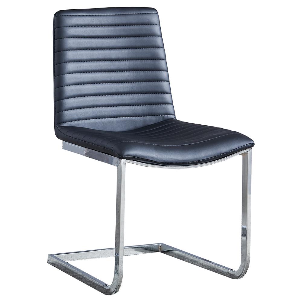 Blanca Black Faux Leather Dining Chairs in Silver(Set of 2). Picture 1